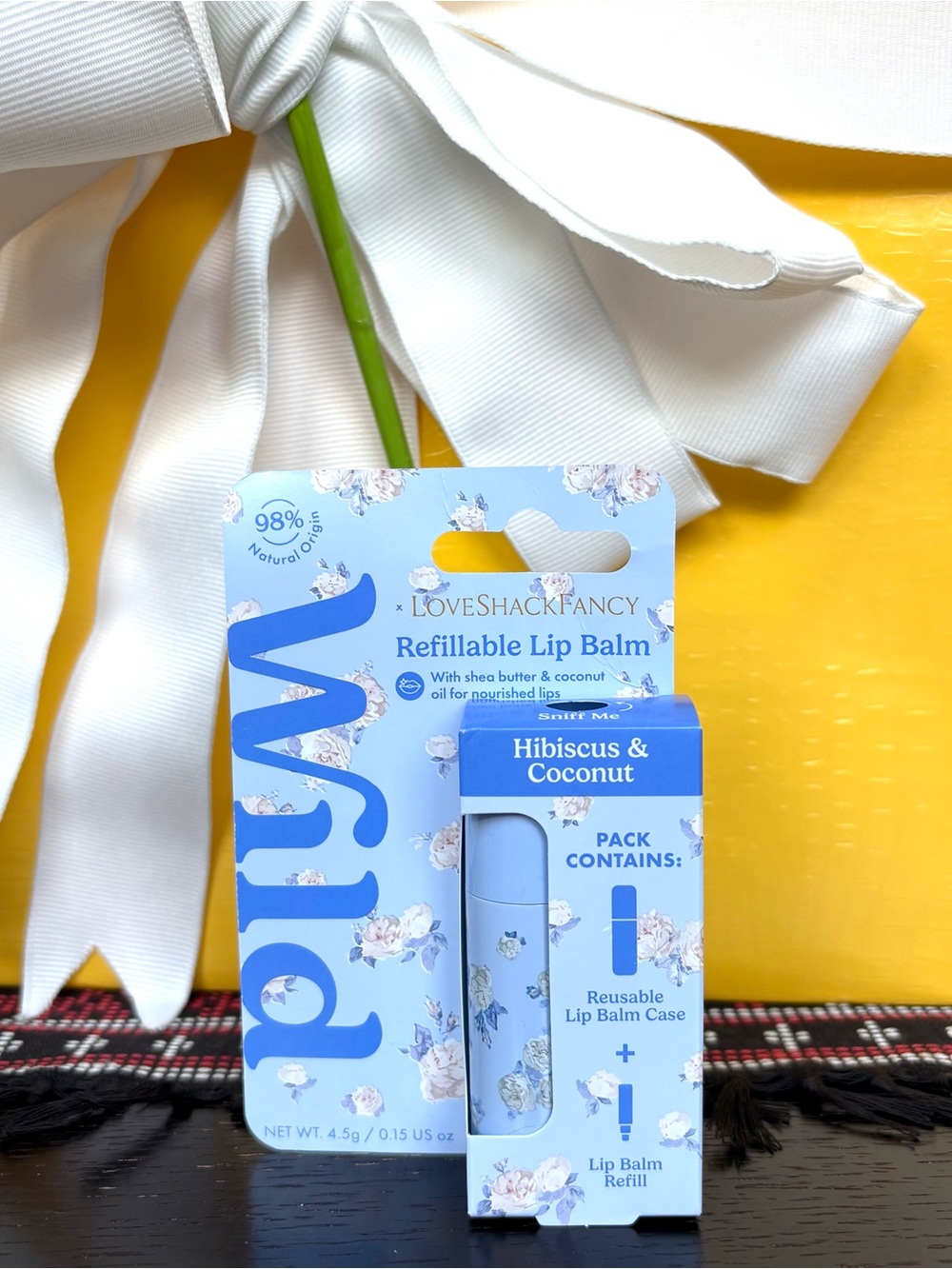 LoveShackFancy Refillable Hibiscus & Coconut Lip Balm — Light Blue